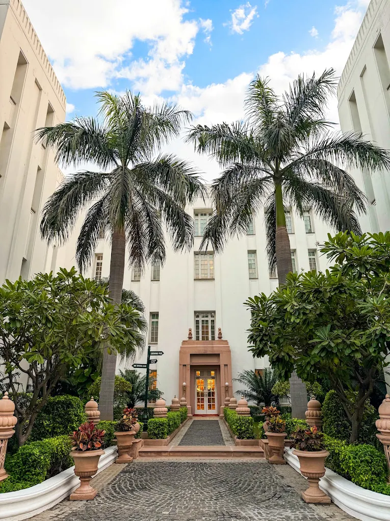 Palm-lined entrance approach to The Imperial on Janpath, New Delhi